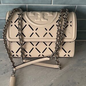 Tory Burch Cream Cut-Out Shoulder Bag